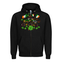 Monster Truck With Shamrocks Zipper Hoodie | Teevron