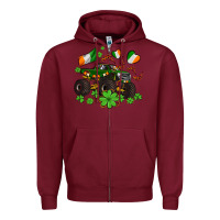 Burgundy monster truck with shamrocks Zipper Hoodie - AdoDesignShop