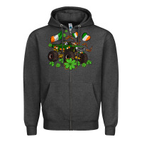 Charcoal Heather monster truck with shamrocks Zipper Hoodie - AdoDesignShop