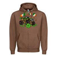 Chestnut monster truck with shamrocks Zipper Hoodie - AdoDesignShop