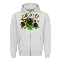 Dove Grey monster truck with shamrocks Zipper Hoodie - AdoDesignShop