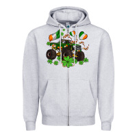 Heather Grey monster truck with shamrocks Zipper Hoodie - AdoDesignShop