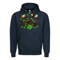 Navy monster truck with shamrocks Zipper Hoodie - AdoDesignShop