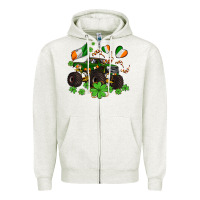 Oatmeal Heather monster truck with shamrocks Zipper Hoodie - AdoDesignShop