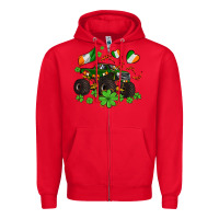 Red monster truck with shamrocks Zipper Hoodie - AdoDesignShop