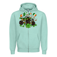 Seafoam monster truck with shamrocks Zipper Hoodie - AdoDesignShop