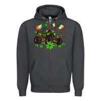 Smoke monster truck with shamrocks Zipper Hoodie - AdoDesignShop