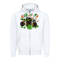 White monster truck with shamrocks Zipper Hoodie - AdoDesignShop