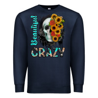 Navy beautiful crazy skull Premium Sweatshirt - JahusDesignShop