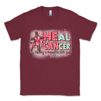 Burgundy heal cancer luke 1 37 Classic Tee - CowGirlArtShop