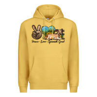 Antique Gold Peace Love Spanish Goat Premium Hoodie - LillyAllenDesigns