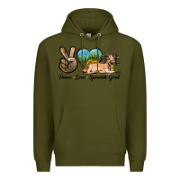 Army Green Peace Love Spanish Goat Premium Hoodie - LillyAllenDesigns