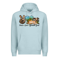 Blue Mist Peace Love Spanish Goat Premium Hoodie - LillyAllenDesigns