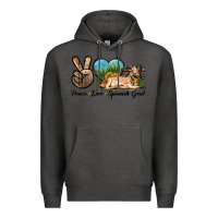 Charcoal Heather Peace Love Spanish Goat Premium Hoodie - LillyAllenDesigns