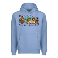 Colony Blue Peace Love Spanish Goat Premium Hoodie - LillyAllenDesigns