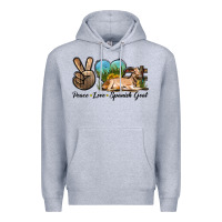 Heather Grey Peace Love Spanish Goat Premium Hoodie - LillyAllenDesigns