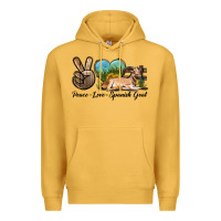 Mustard Peace Love Spanish Goat Premium Hoodie - LillyAllenDesigns