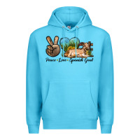 Ocean Blue Peace Love Spanish Goat Premium Hoodie - LillyAllenDesigns