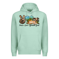 Seafoam Peace Love Spanish Goat Premium Hoodie - LillyAllenDesigns
