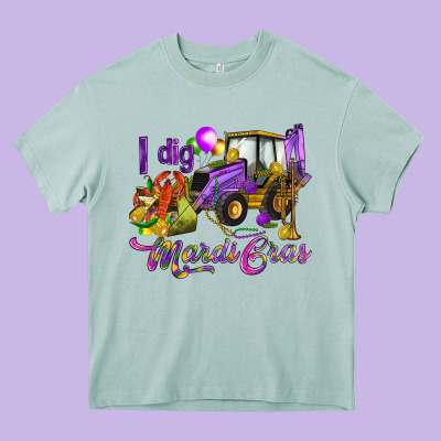 I Dig Mardi Gras Heavy Core Tee Designed By Howdyjamesfarm