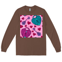 Chestnut valentines day lock and key seamless pattern Long Sleeve Tee - BundleAndBundleShop