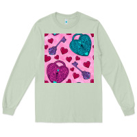 Matcha valentines day lock and key seamless pattern Long Sleeve Tee - BundleAndBundleShop