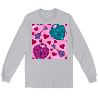 Moon Dust valentines day lock and key seamless pattern Long Sleeve Tee - BundleAndBundleShop