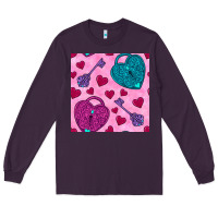 Plum valentines day lock and key seamless pattern Long Sleeve Tee - BundleAndBundleShop