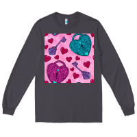 Smoke valentines day lock and key seamless pattern Long Sleeve Tee - BundleAndBundleShop