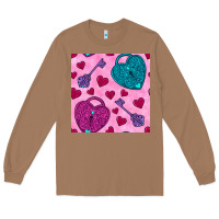 Toasted Coconut valentines day lock and key seamless pattern Long Sleeve Tee - BundleAndBundleShop