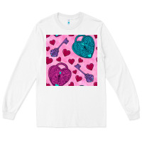 White valentines day lock and key seamless pattern Long Sleeve Tee - BundleAndBundleShop