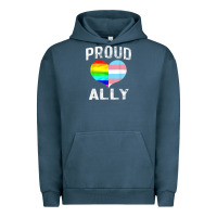 Pigment Midnight Navy proud ally lgbt rainbow heart gay pride month Urban Hoodie - linhVisuals