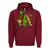 Burgundy st patrick's beers flags and hat Zipper Hoodie - AdoDesignShop