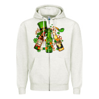 Oatmeal Heather st patrick's beers flags and hat Zipper Hoodie - AdoDesignShop