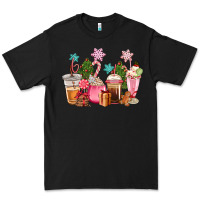 Black pink christmas coffe cups Premium Tee - CowGirlArtShop