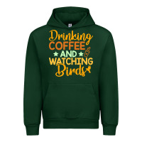 Forest Green drinking coffee watching birds funny Urban Hoodie - linhVisuals