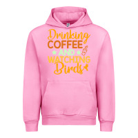 Fuchsia Pink drinking coffee watching birds funny Urban Hoodie - linhVisuals