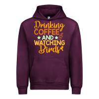Mauve Wine drinking coffee watching birds funny Urban Hoodie - linhVisuals