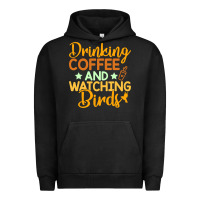 Pigment Black drinking coffee watching birds funny Urban Hoodie - linhVisuals