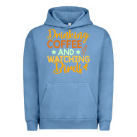 Pigment Pebble Blue drinking coffee watching birds funny Urban Hoodie - linhVisuals