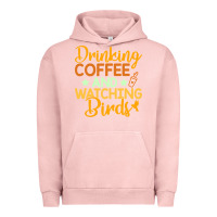 Pigment Salmon drinking coffee watching birds funny Urban Hoodie - linhVisuals