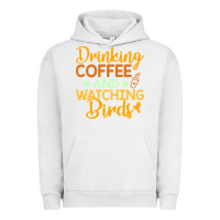 Pigment Lunar Rock drinking coffee watching birds funny Urban Hoodie - linhVisuals