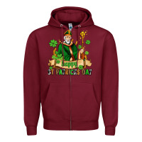 Burgundy happy st patricks day with st patricks Zipper Hoodie - AdoDesignShop