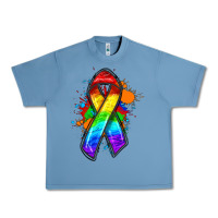 Pebble Blue Pride ribbon Urban Heavy Tee - FaDigitalArtStudio