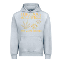 Heather Grey i like dogs and weed and maybe 3 people t shirt Urban Hoodie - linhVisuals