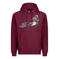Burgundy mexican free tailed bat Premium Hoodie - LillyAllenDesigns
