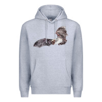 Heather Grey mexican free tailed bat Premium Hoodie - LillyAllenDesigns