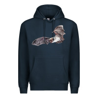 Navy mexican free tailed bat Premium Hoodie - LillyAllenDesigns