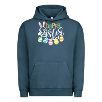 Pigment Midnight Navy happy easter day easter bunny eggs for girl woman Urban Hoodie - linhVisuals