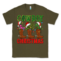 Army Green cowboy christmas boots cactus Classic Tee - CowGirlArtShop